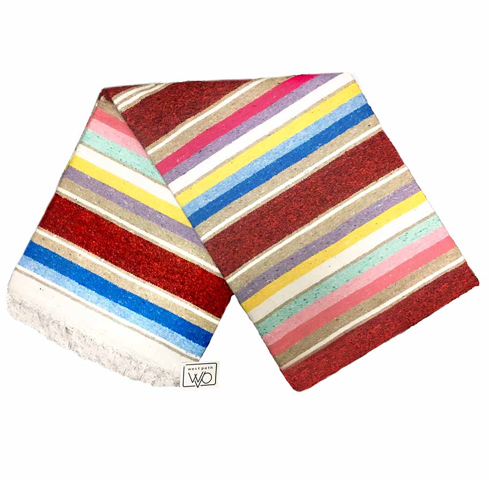 100% Cotton Red Serape Blanket West Path