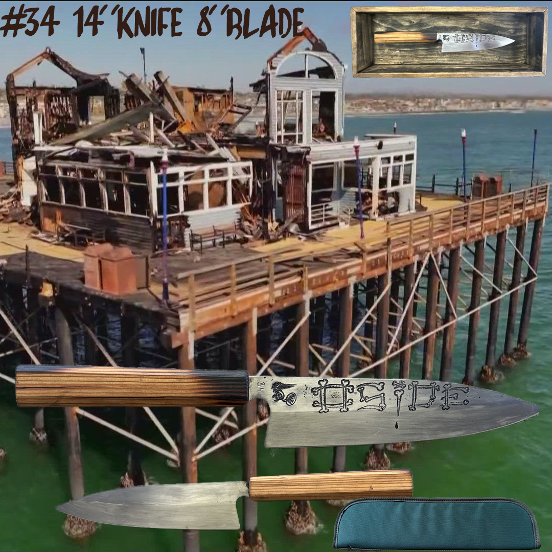 Pier Wood custom Knife by Mae Knives 8" blade #34 RealSurfShop