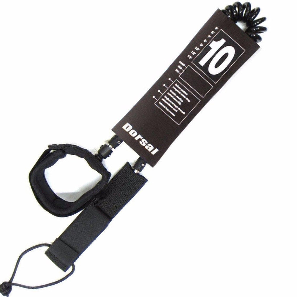 DORSAL Premium Stand Up Paddle board SUP Surf Leash 10' COILED - Double Stainless Steel Swivels and Triple Rail Saver DORSAL®