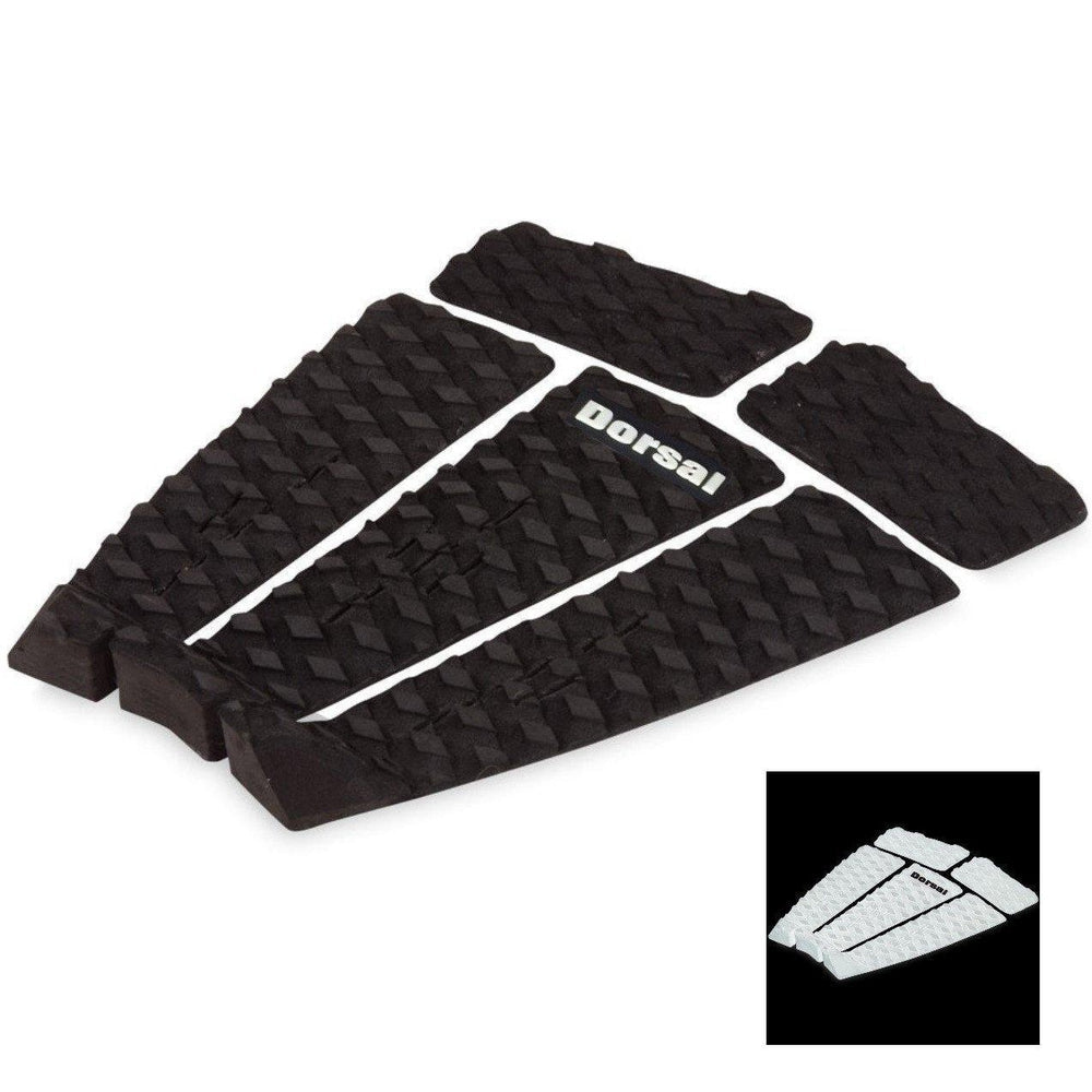 DORSAL Five 5 Piece EVA Surfboard Deck Traction Pads with Kicker Tail for Stomp Skimboards, Surf Boards, Fish Board, Funboard Black/White DORSAL®
