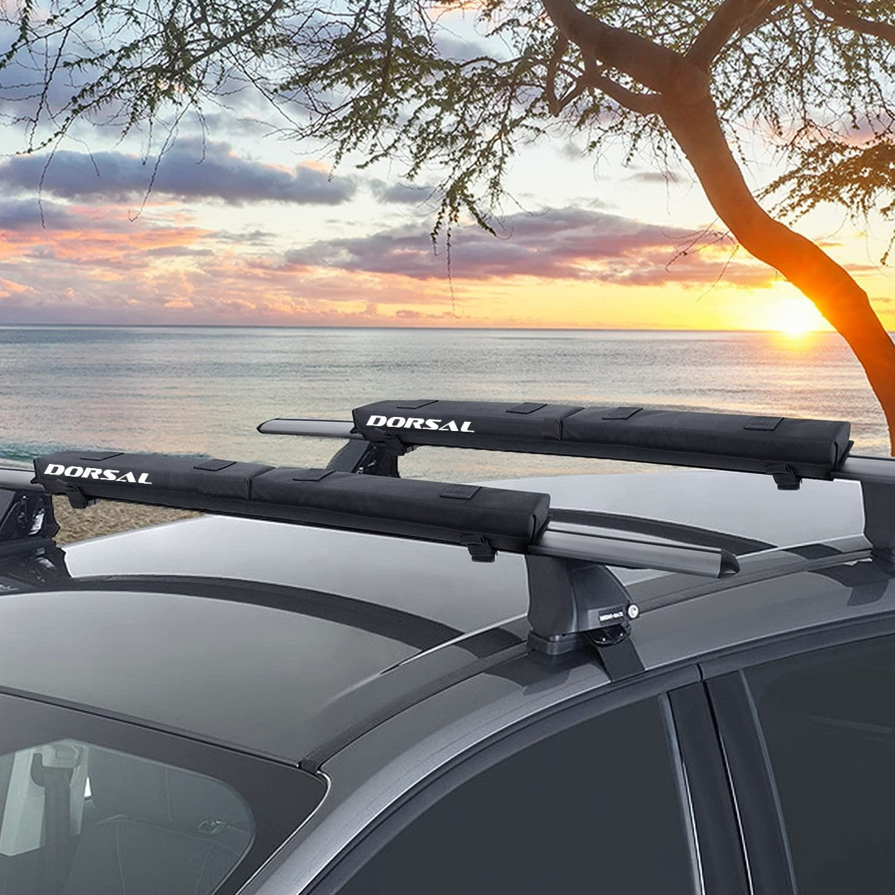 DORSAL Roof Rack Crossbar Folding Pads Lightweight Anti-Vibration - Pack of 2 for Kayak Canoe Surfboard Paddle Board SUP Snow Board DORSAL®