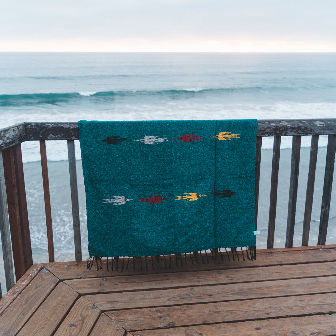 Turquoise Green Baja Thunderbird Blanket West Path