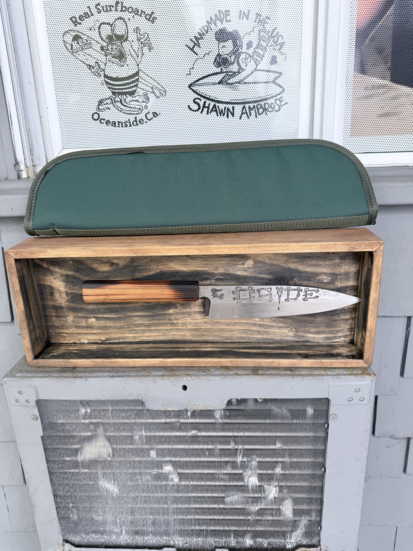 Pier Wood custom Knife by Mae Knives 8" blade #34 RealSurfShop