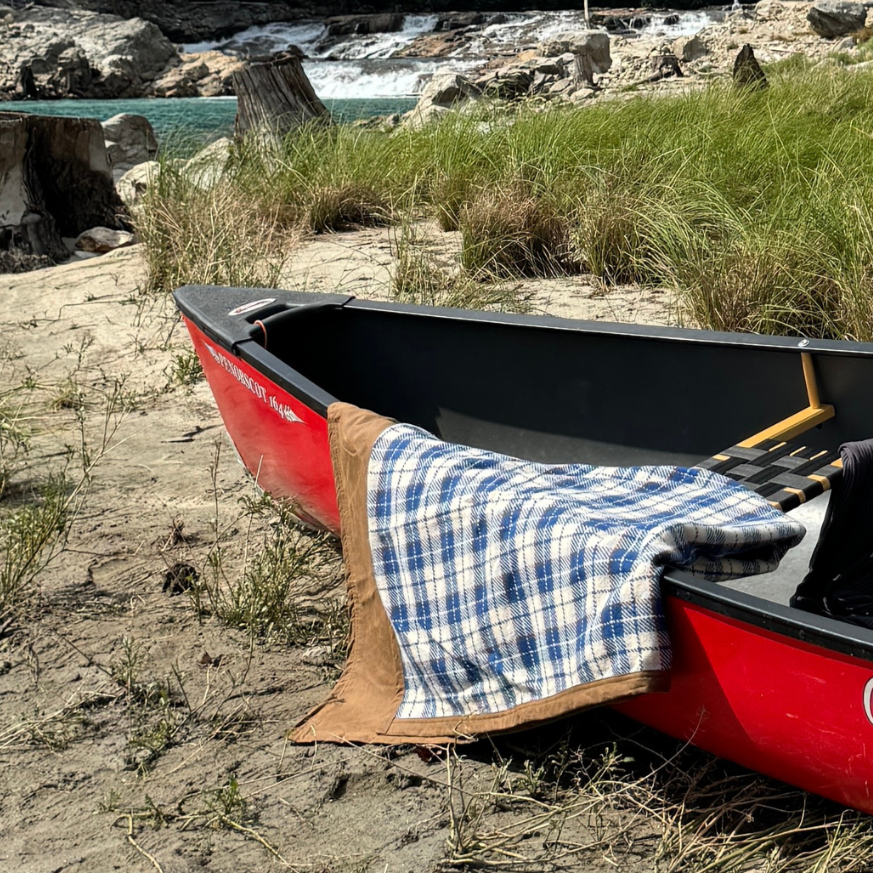 Wool Canvas Camping Blanket - Waxed Canvas Outdoor Blanket / Bushcraft Blanket West Path