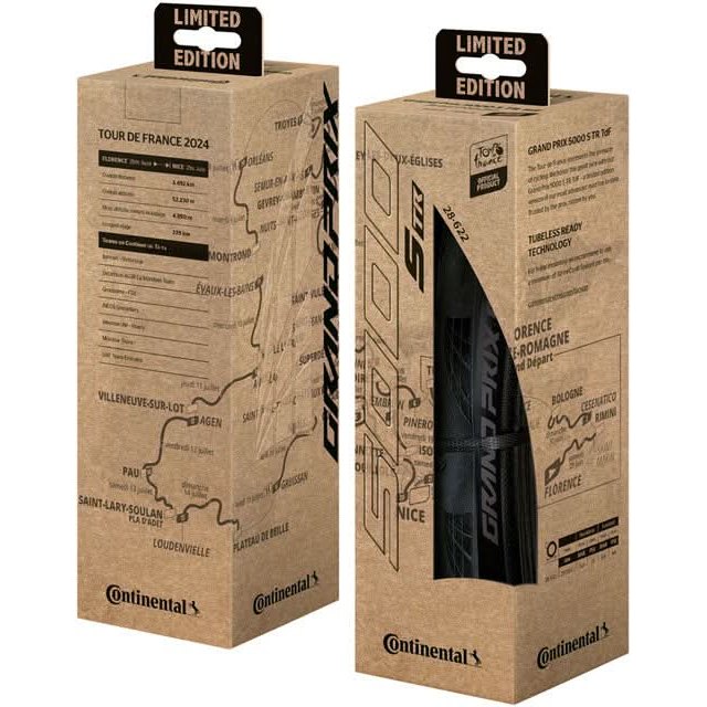 Continental Grand Prix 5000 S TR Tire - 700 x 28, Tubeless, Folding, Black/Tour de France Limited Edition, BlackChili, Vectran, Lazer Grip