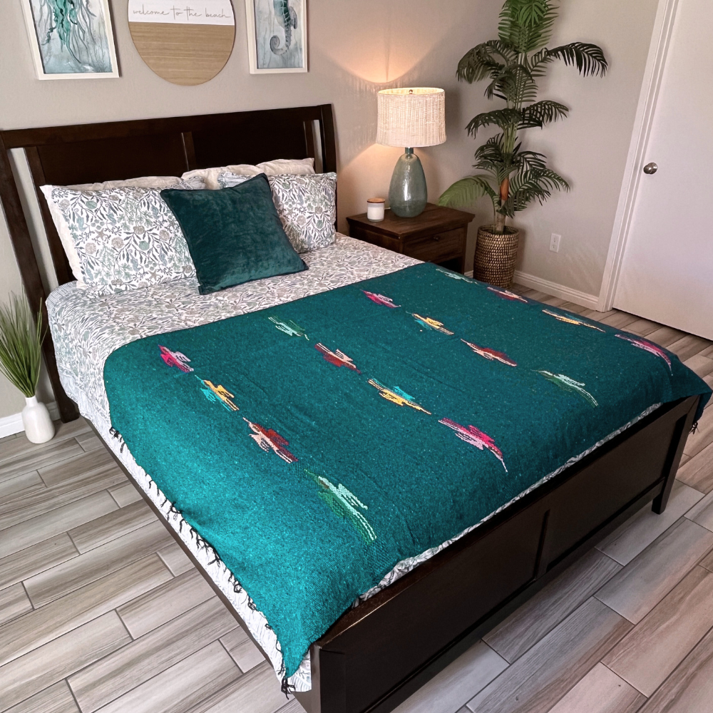 Turquoise Green Baja Thunderbird Blanket West Path