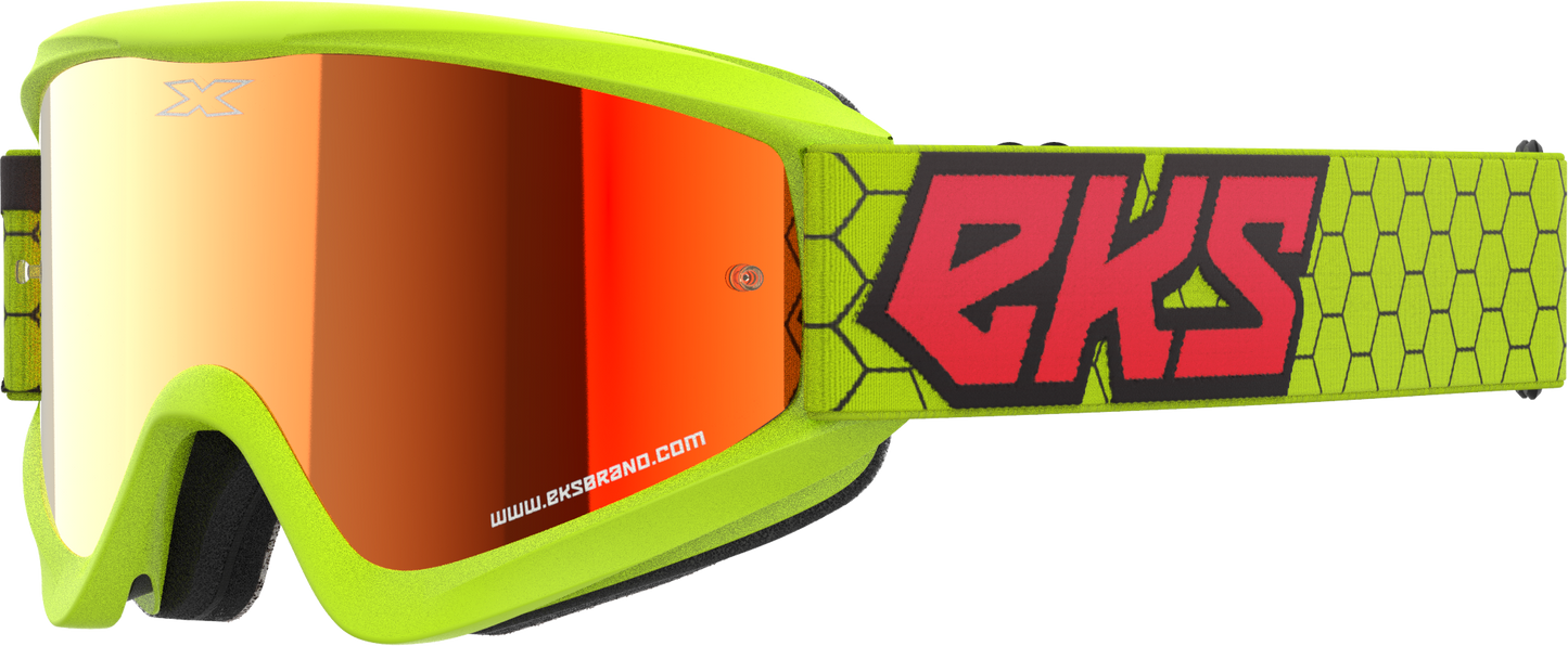 EKS Flat Out Mirror Goggle Flo Ylw/Blk/Fire Rd Red Mirror