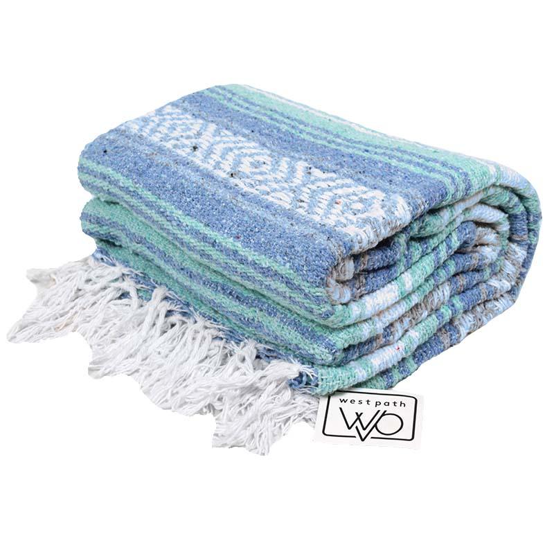 Mint Blue Ocean Mexican Falsa Yoga Blanket West Path