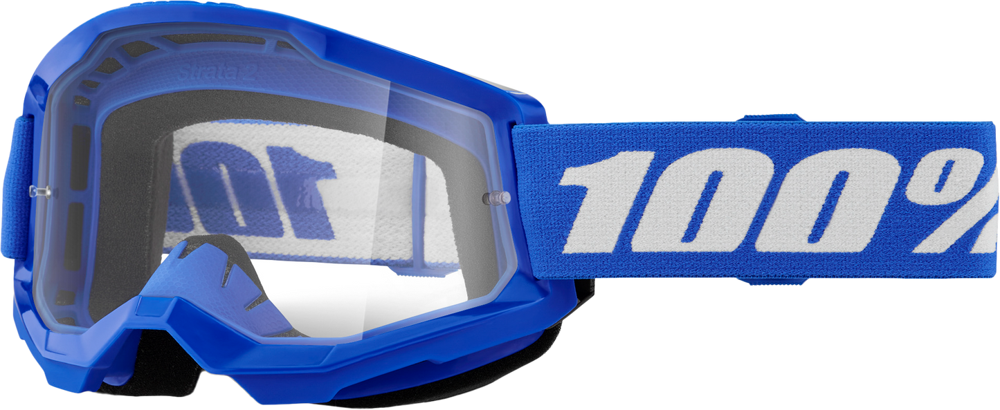 100% Strata 2 Youth Goggle Blue Clear Lens LiveTheGnar