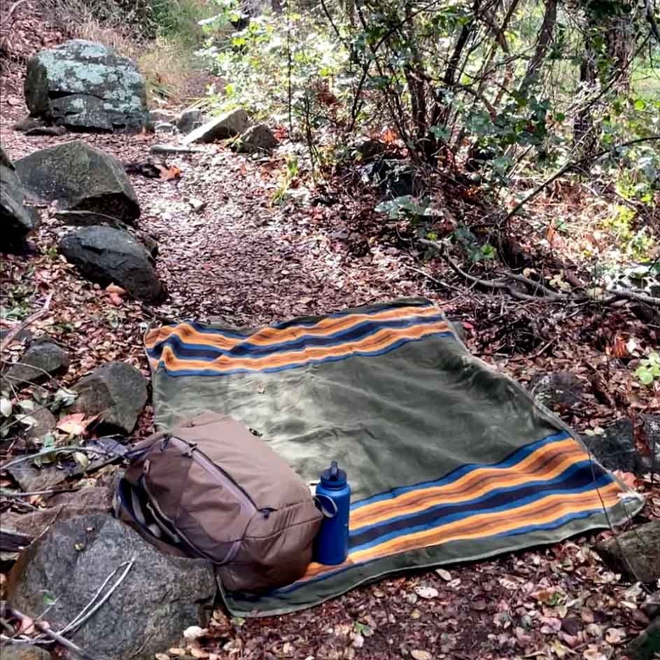 Canvas Camping Blanket - Waxed Canvas Outdoor Blanket / Bushcraft Blanket West Path