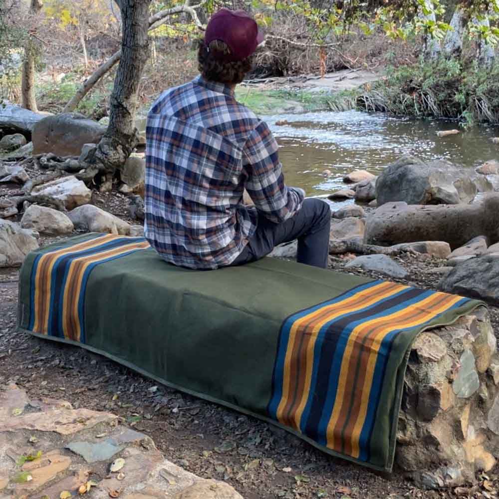 Canvas Camping Blanket - Waxed Canvas Outdoor Blanket / Bushcraft Blanket West Path