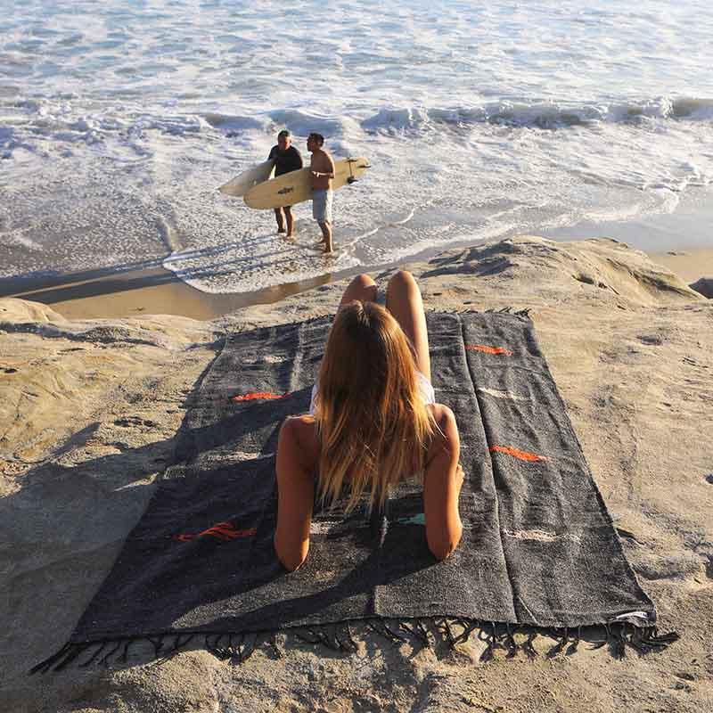 Charcoal Thunderbird Baja Blanket West Path
