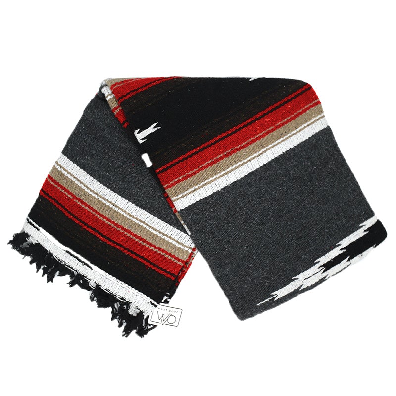Charcoal Retro Diamond Mexican Blanket West Path