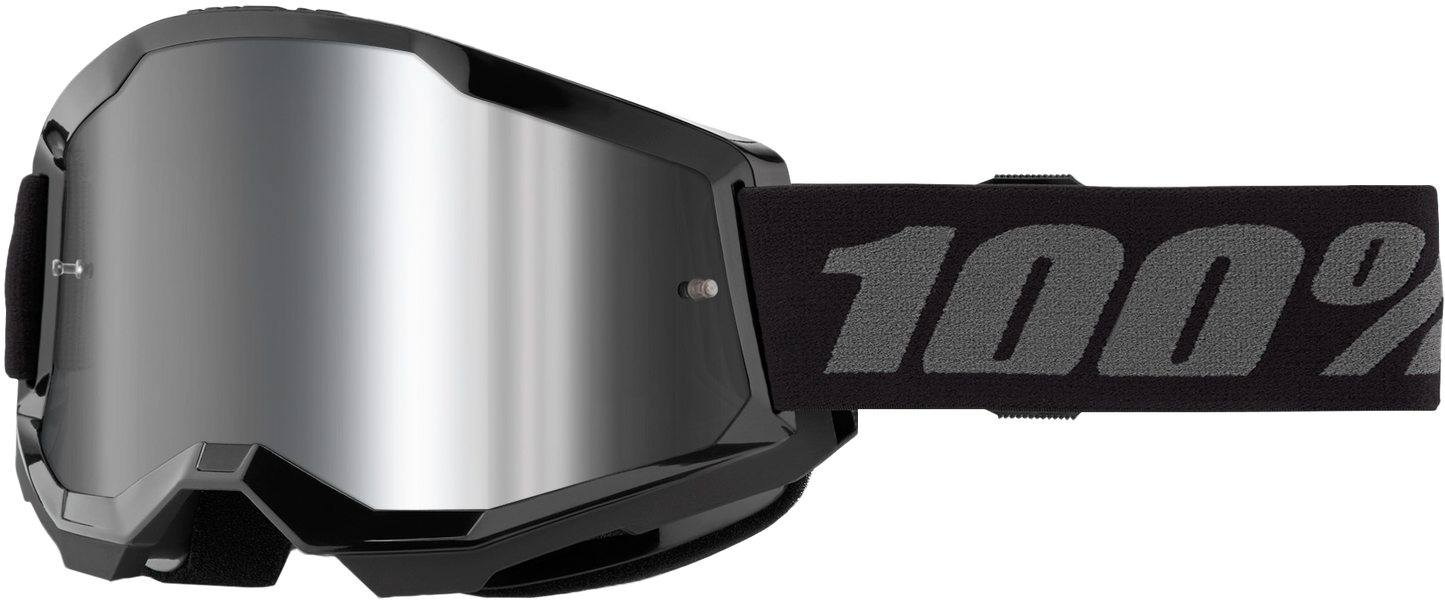 100% Strata 2 Youth Goggle Black Mirror Silver Lens