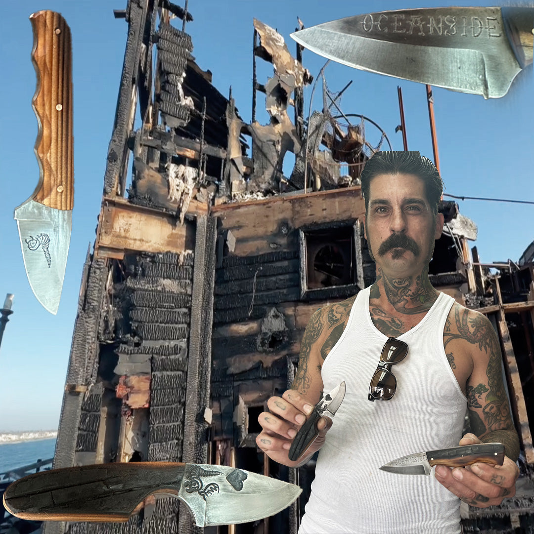 Pier Wood custom Knife by Mae Knives 2"blade RealSurfShop