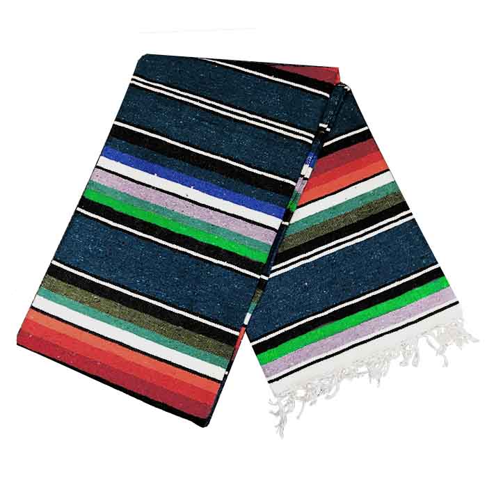 100% Cotton Blue Serape Blanket West Path