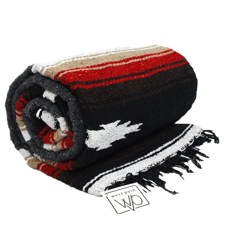 Charcoal Retro Diamond Mexican Blanket West Path