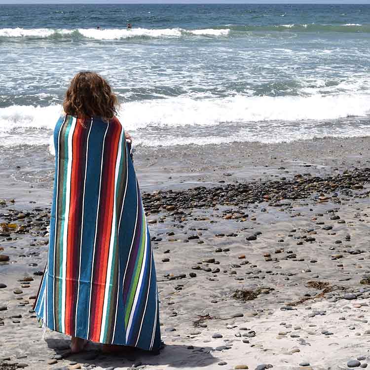 100% Cotton Blue Serape Blanket West Path