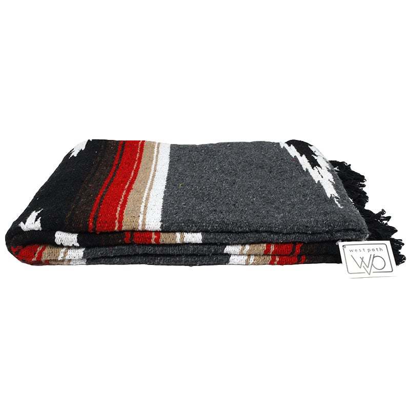 Charcoal Retro Diamond Mexican Blanket West Path