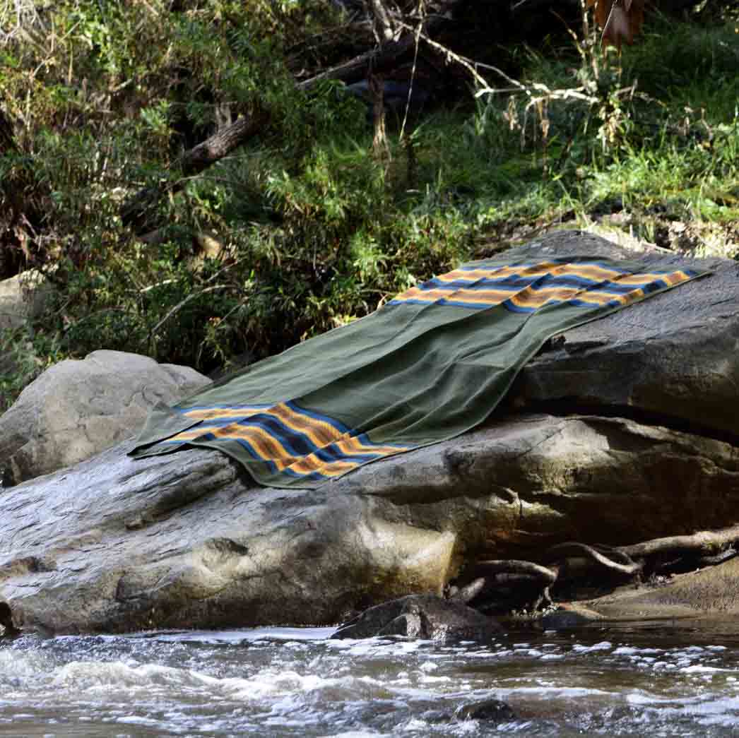 Canvas Camping Blanket - Waxed Canvas Outdoor Blanket / Bushcraft Blanket West Path