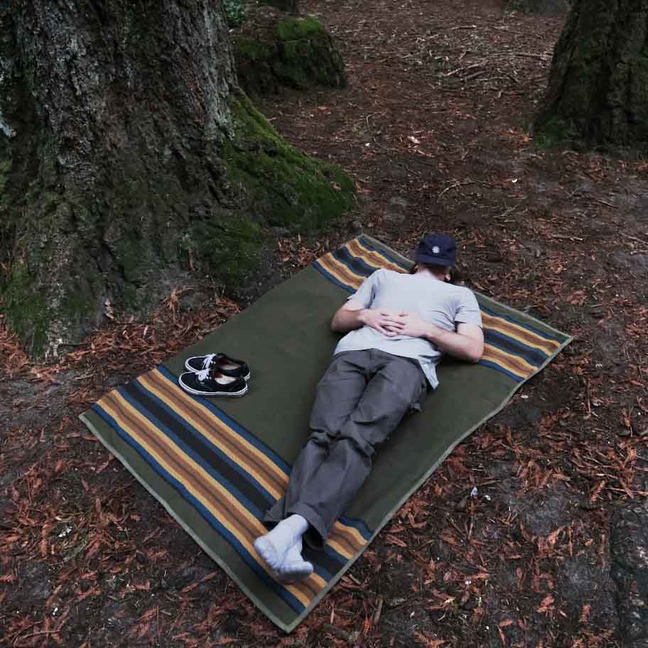 Canvas Camping Blanket - Waxed Canvas Outdoor Blanket / Bushcraft Blanket West Path