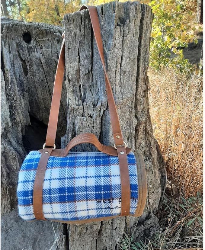 Wool Canvas Camping Blanket - Waxed Canvas Outdoor Blanket / Bushcraft Blanket West Path
