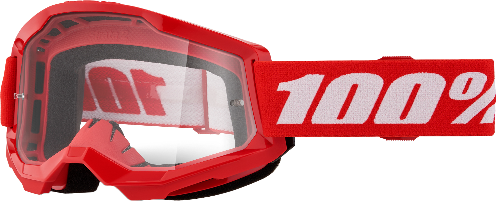 100% Strata 2 Youth Goggle Red Clear Lens LiveTheGnar