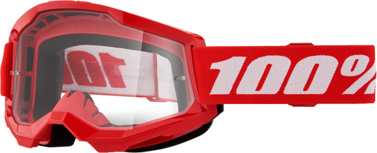 100% Strata 2 Youth Goggle Red Clear Lens LiveTheGnar