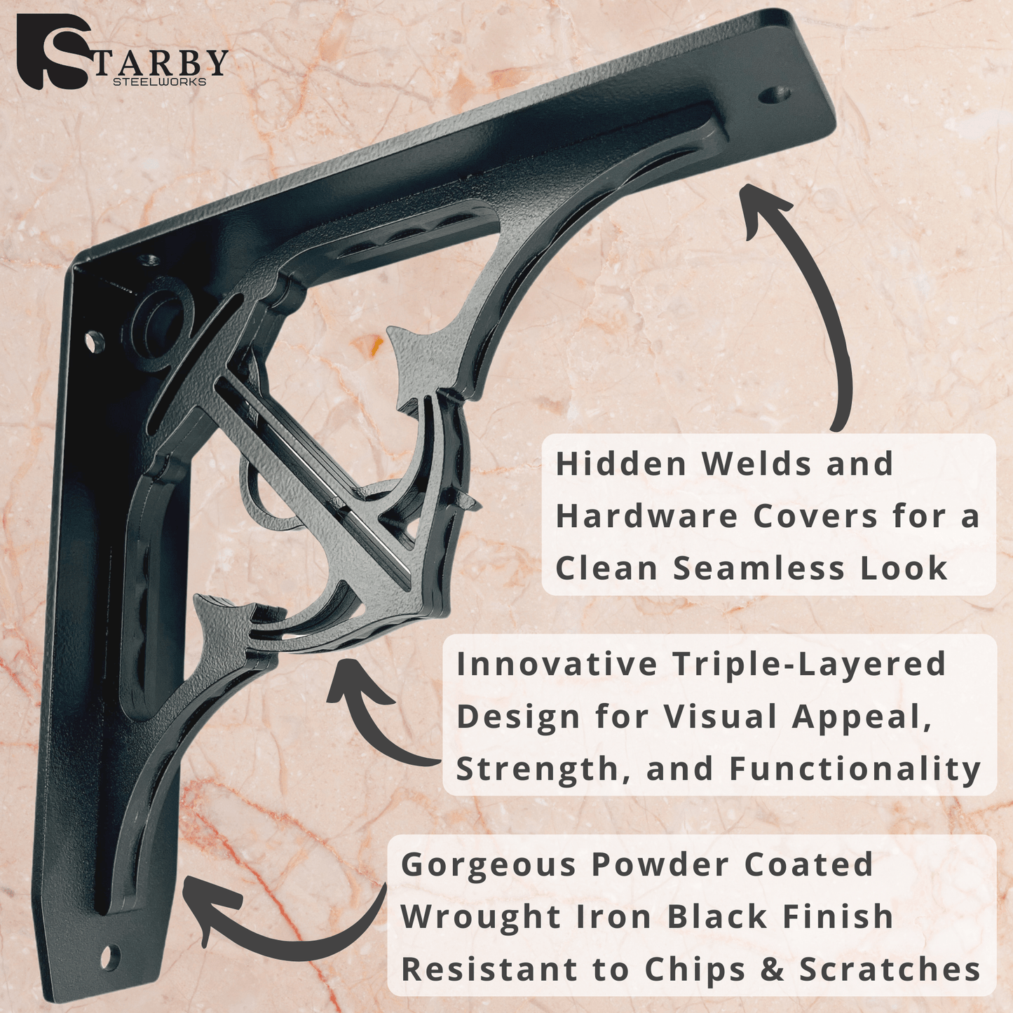 Folly Beach Heavy Duty Steel Brackets for Shelving