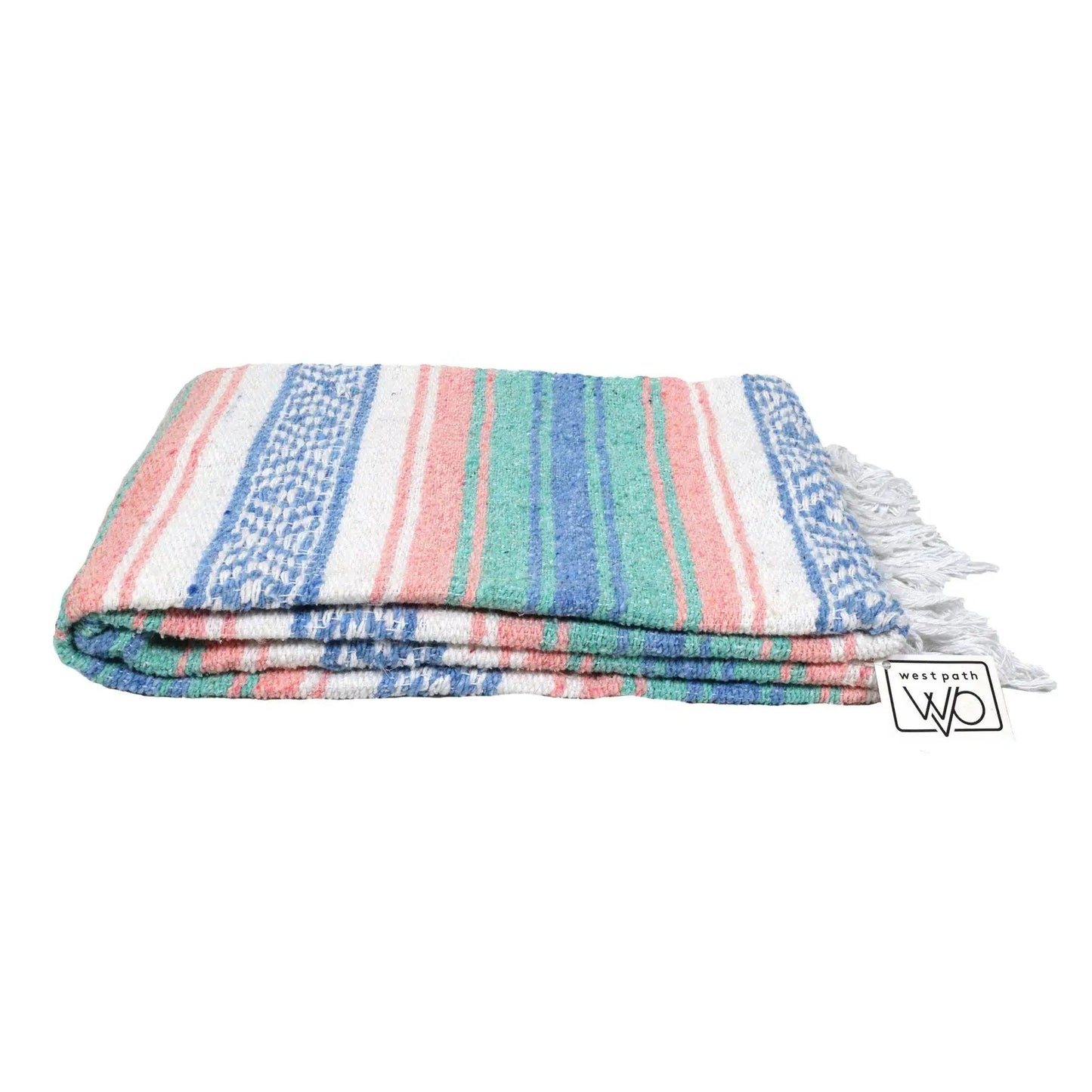 Mint, Blue & Coral Peach Mexican Falsa Blanket West Path