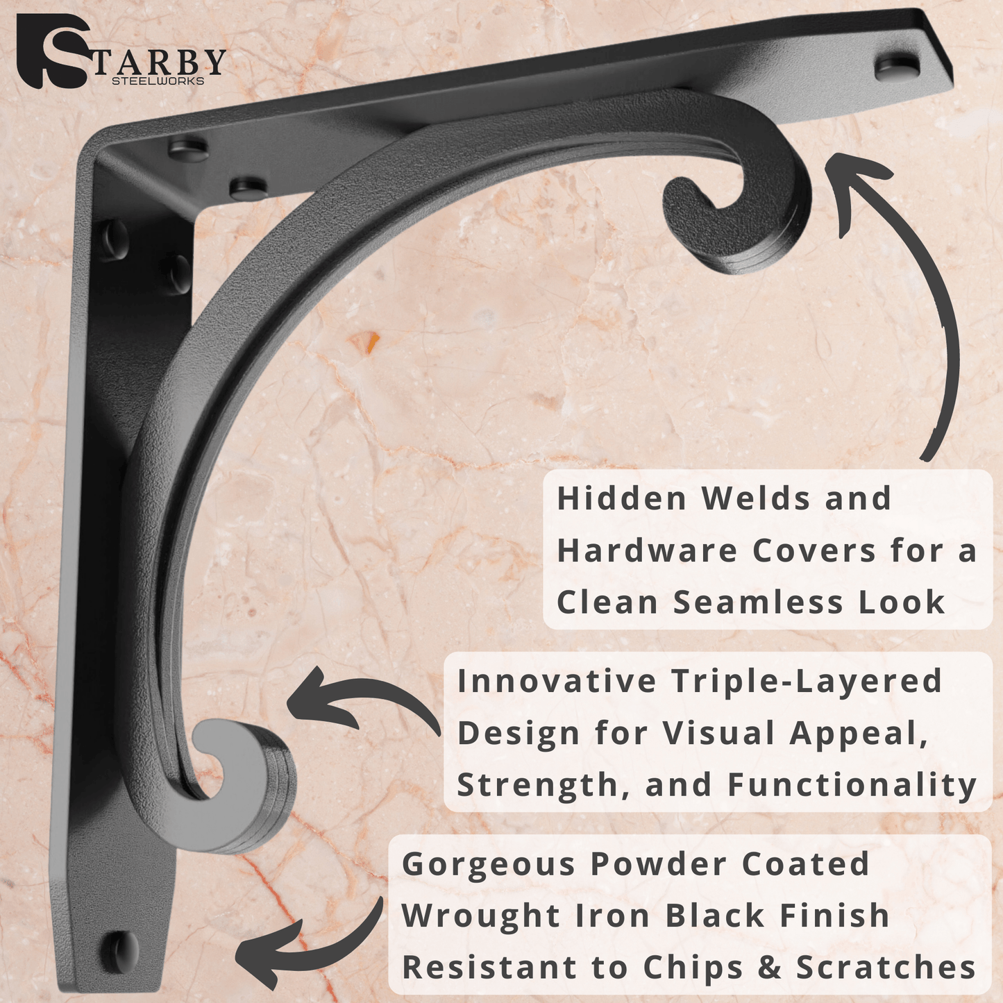 Southern Charm Heavy Duty Steel Brackets for Shelving