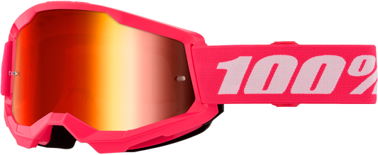 100% Strata 2 Youth Goggle Pink Mirror Red Lens LiveTheGnar