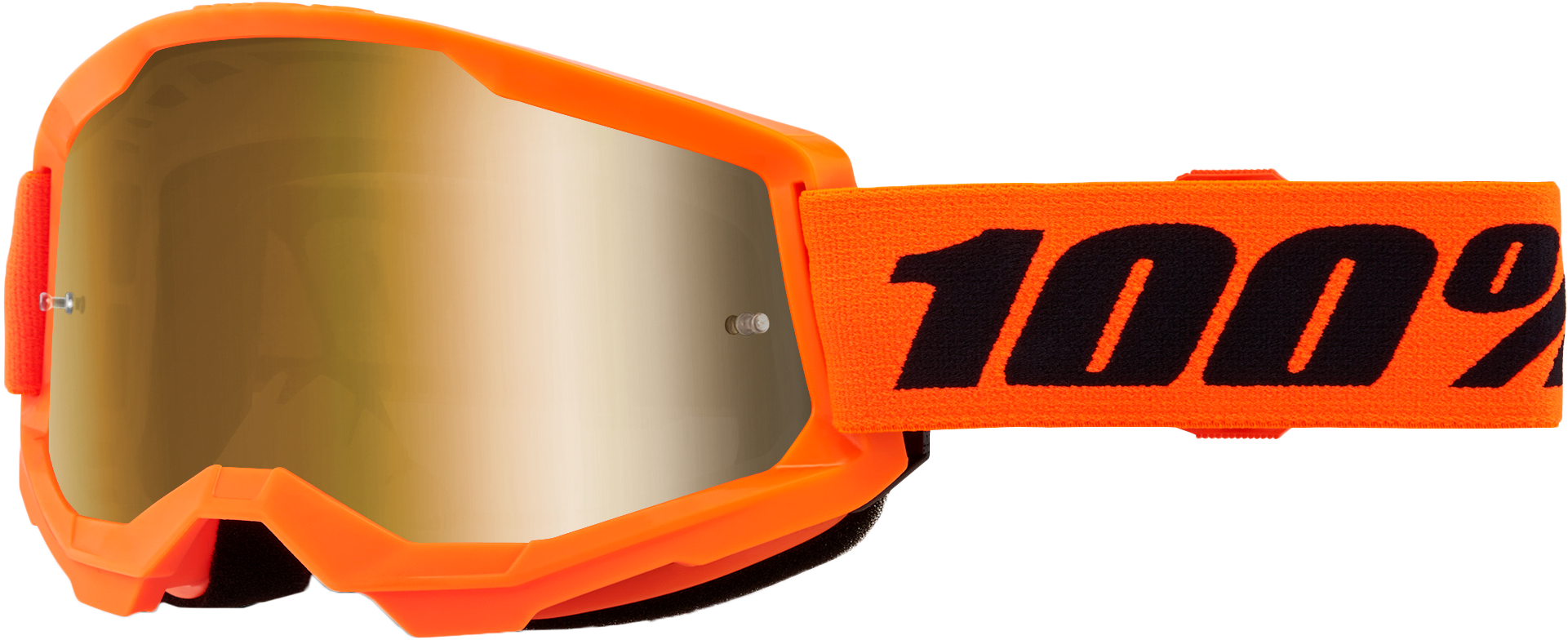 100% Strata 2 Youth Goggle Neon Orange Mirror Gold Lens LiveTheGnar