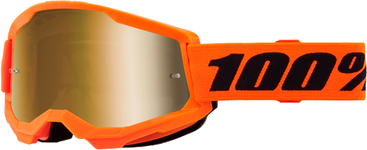 100% Strata 2 Youth Goggle Neon Orange Mirror Gold Lens LiveTheGnar