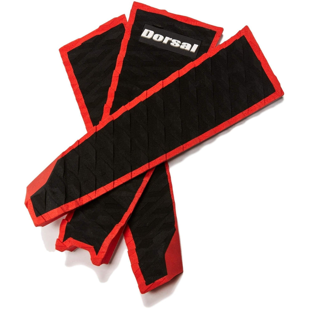 DORSAL Three 3 Piece EVA Surfboard Deck Traction Pads with Kicker Tail for Stomp Skimboards, Surf Boards, Fish Board, Funboard Black/Blue/Red DORSAL®