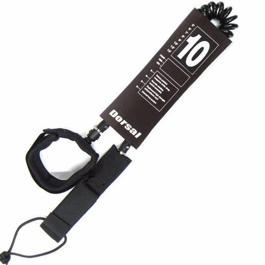 DORSAL Premium Stand Up Paddle board SUP Surf Leash 10' COILED - Double Stainless Steel Swivels and Triple Rail Saver DORSAL®