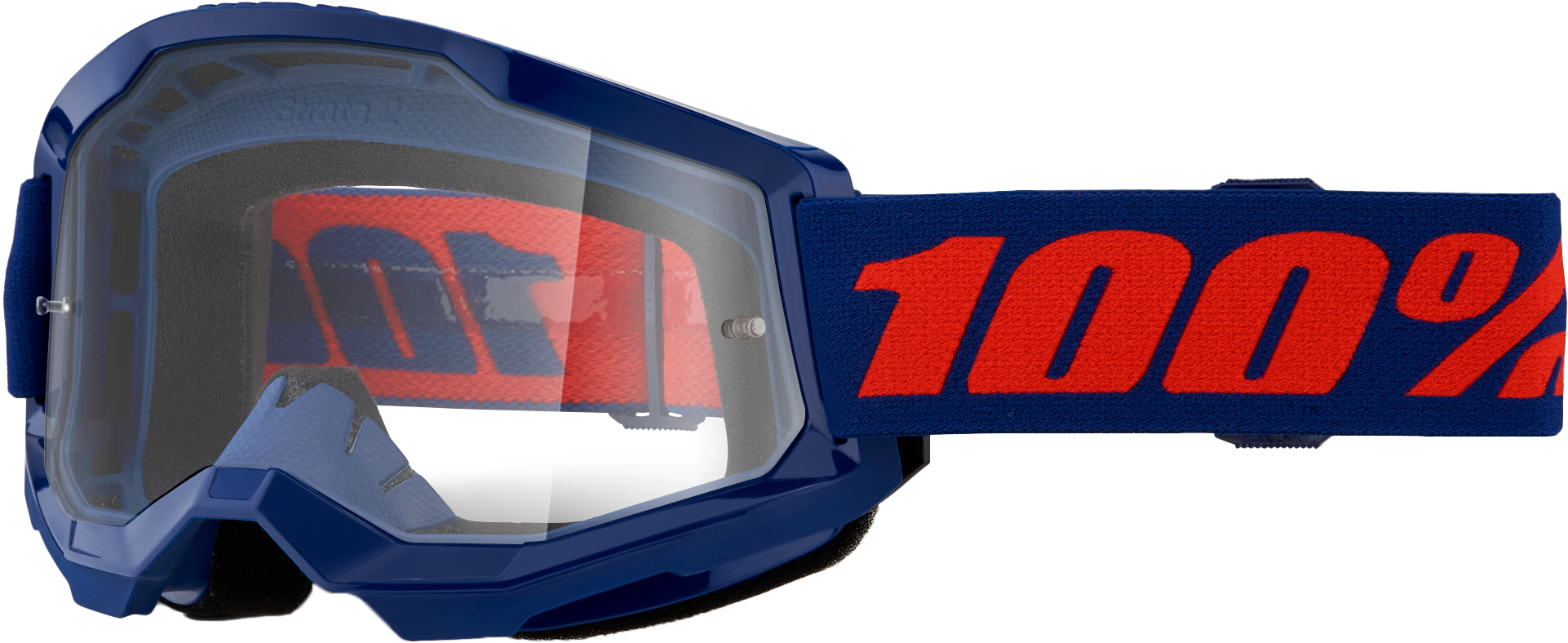 100% Strata 2 Goggle Navy Clear Lens LiveTheGnar
