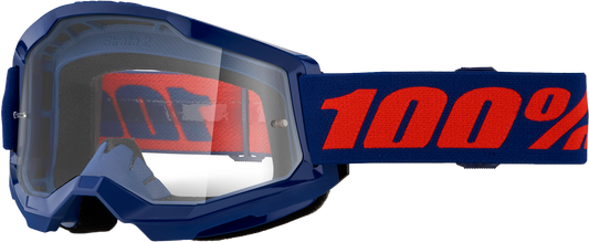 100% Strata 2 Goggle Navy Clear Lens LiveTheGnar