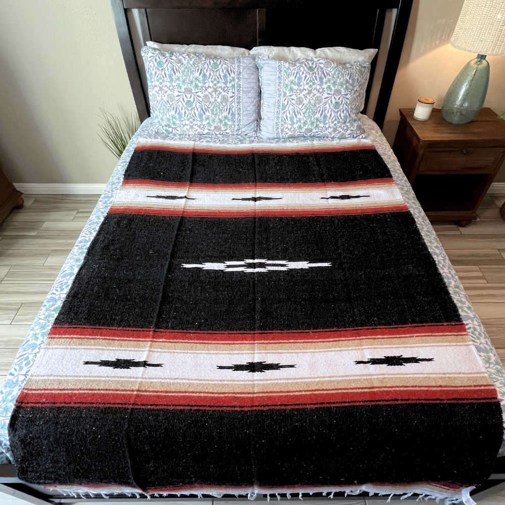 Black Baja Multi Diamond Yoga Blanket West Path