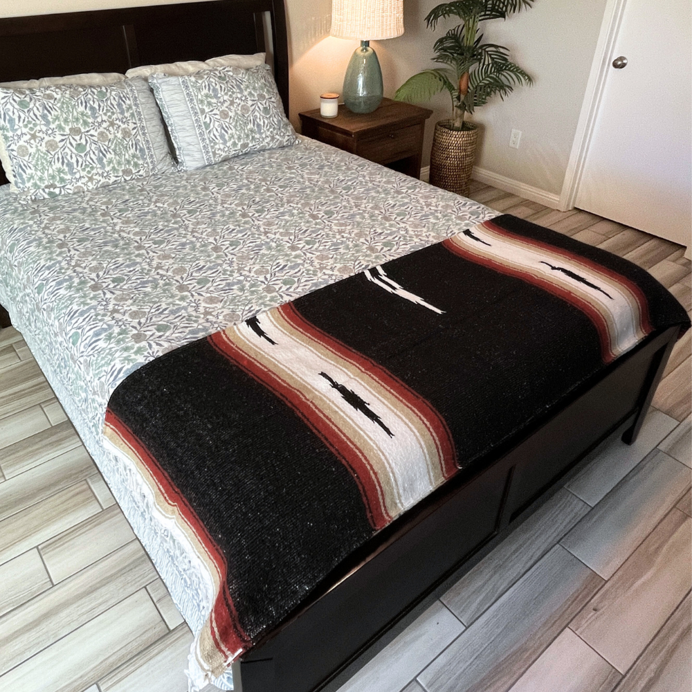 Black Baja Multi Diamond Yoga Blanket West Path