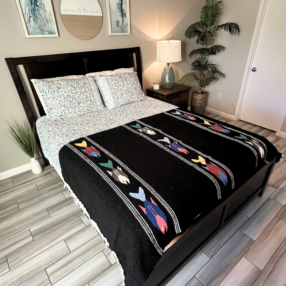 Black Baja Fish Yoga Blanket West Path