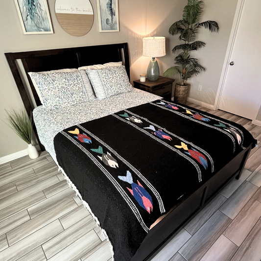 Black Baja Fish Yoga Blanket West Path