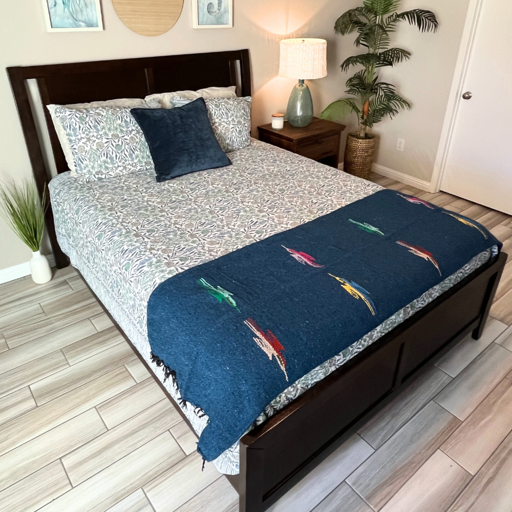Slate Blue Baja Thunderbird Blanket West Path