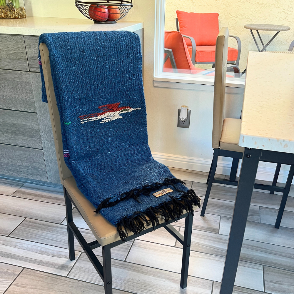 Slate Blue Baja Thunderbird Blanket West Path