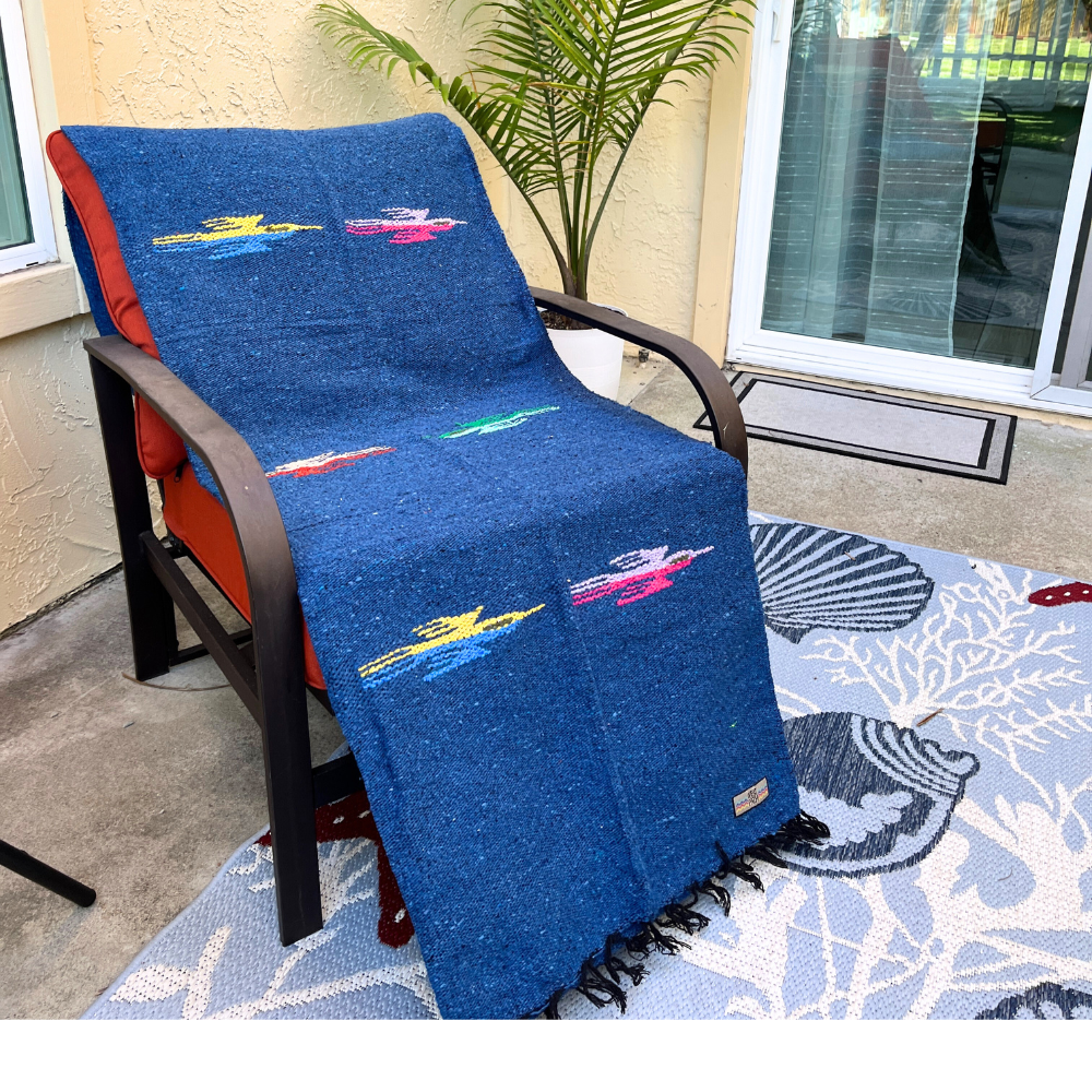 Slate Blue Baja Thunderbird Blanket West Path