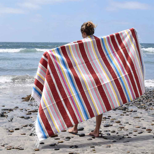 100% Cotton Red Serape Blanket West Path