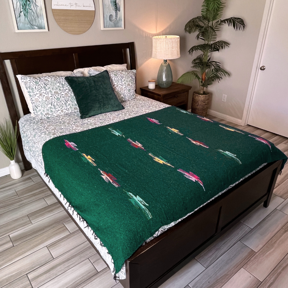 Dark Green Baja Thunderbird Blanket West Path