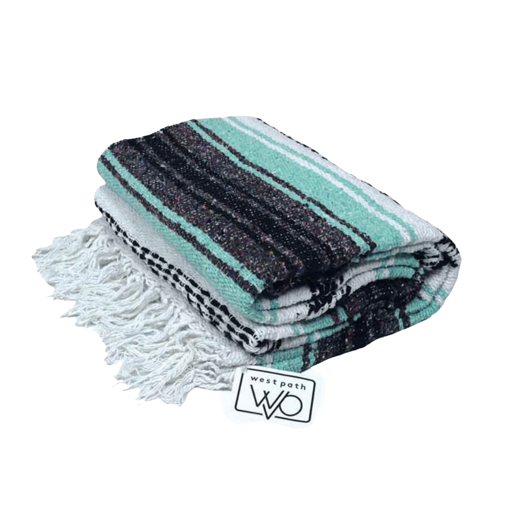 Mint & Grey Mexican Falsa Yoga Blanket West Path