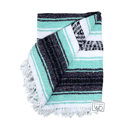 Mint & Grey Mexican Falsa Yoga Blanket West Path