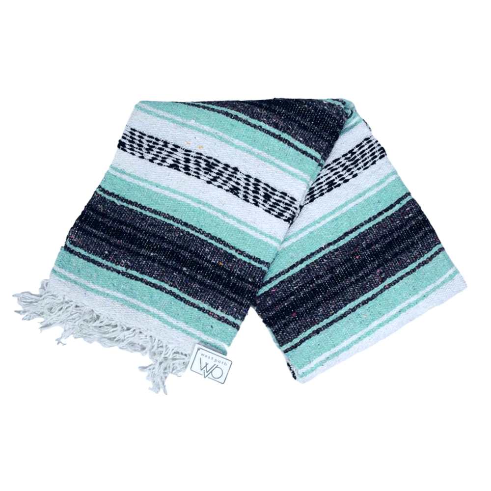 Mint & Grey Mexican Falsa Yoga Blanket West Path
